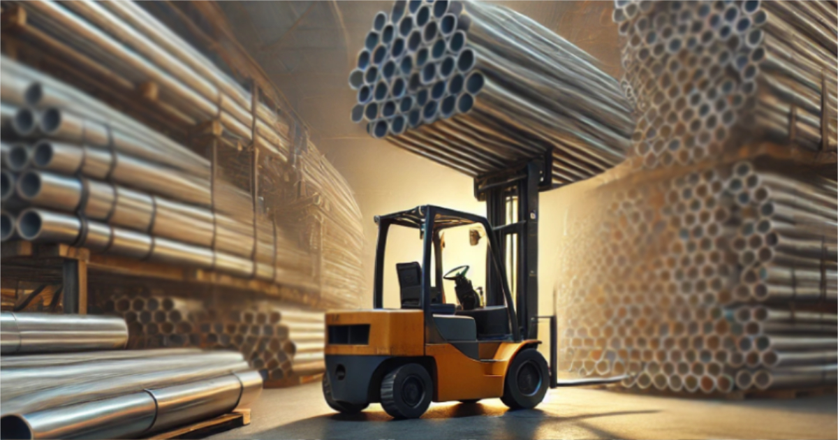 Steel tubes in warehouse